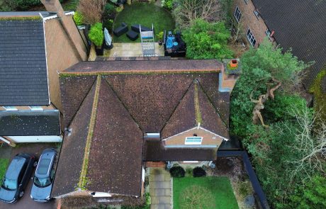 Roof before cleaning Roof before cleaning