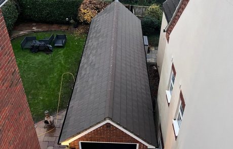 Garage roof after pressure washing Garage roof after pressure washing
