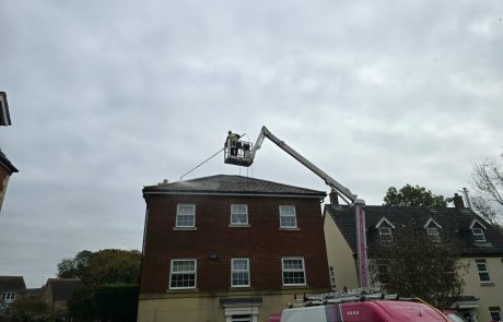 Roof undergoing pressure washing Roof undergoing pressure washing